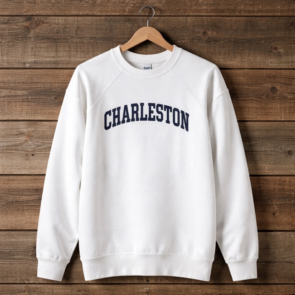 Charleston Sweatshirt Womens M White Collegiate Preppy Coastal‎ Minimalist